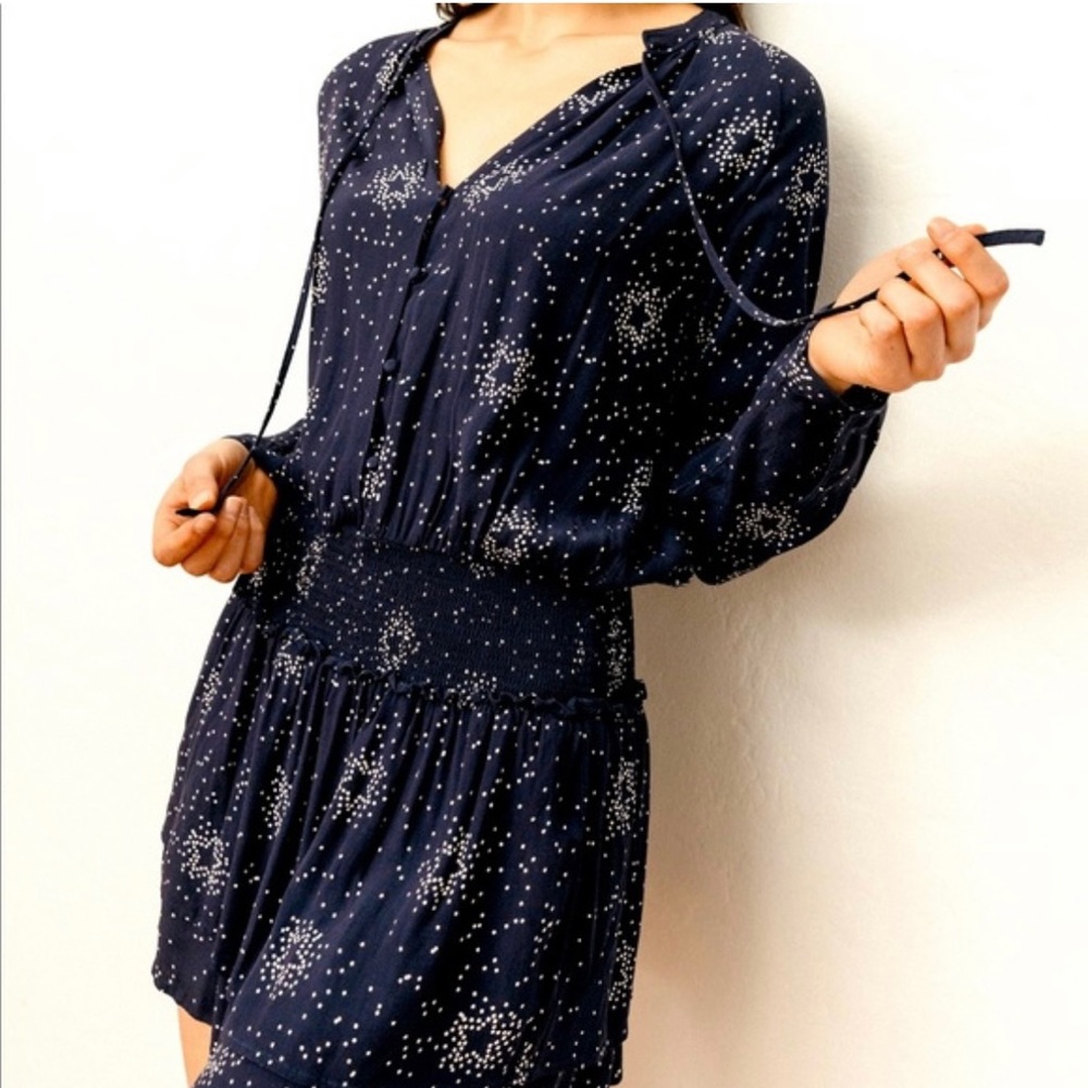Rails Jasmine Navy Stella Star Pattern Mini Dress with Elastic Waist Size M